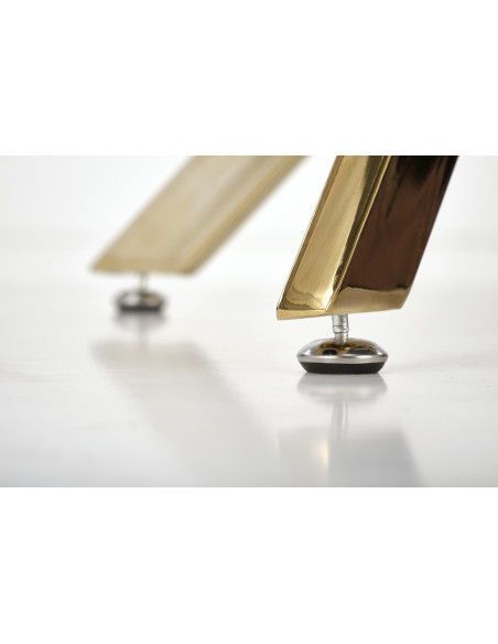 RAYMOND_2 Stół Okrągły Szklany Fi100cm Biały Marmur/Złoty - Styl Glamour