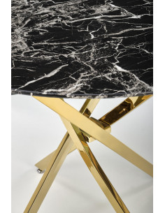 RAYMOND_2 Stół Okrągły Szklany Fi100cm Czarny Marmur/Złoty - Styl Glamour 2