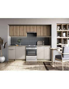 TATIANA_240 Zestaw Kuchenny 240cm Popielaty/Dąb Sonoma z Podnośnikami Gazowymi