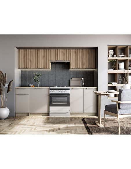 TATIANA_240 Zestaw Kuchenny 240cm Popielaty/Dąb Sonoma z Podnośnikami Gazowymi