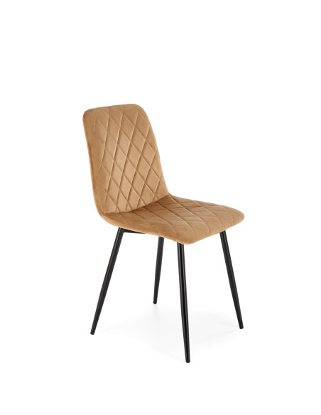 FELIKS Krzesło Beżowe z Oparciem w Romby Velvet - Subtelna Elegancja