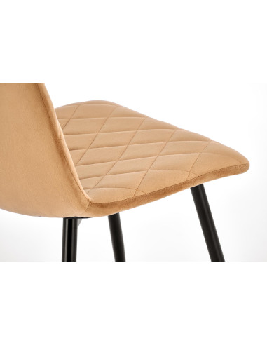 FELIKS Krzesło Beżowe z Oparciem w Romby Velvet - Subtelna Elegancja