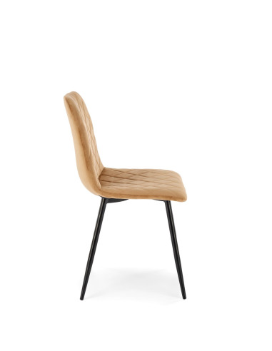 FELIKS Krzesło Beżowe z Oparciem w Romby Velvet - Subtelna Elegancja