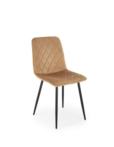 FELIKS Krzesło Beżowe z Oparciem w Romby Velvet - Subtelna Elegancja