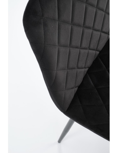 FELIKS Krzesło Czarne z Oparciem w Romby Velvet - Subtelna Elegancja