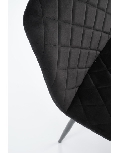 FELIKS Krzesło Czarne z Oparciem w Romby Velvet - Subtelna Elegancja