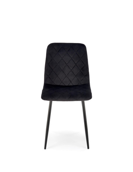 FELIKS Krzesło Czarne z Oparciem w Romby Velvet - Subtelna Elegancja