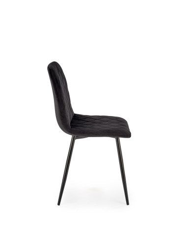 FELIKS Krzesło Czarne z Oparciem w Romby Velvet - Subtelna Elegancja