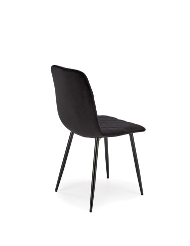 FELIKS Krzesło Czarne z Oparciem w Romby Velvet - Subtelna Elegancja