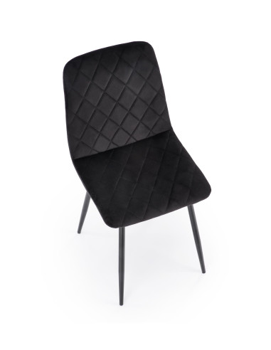FELIKS Krzesło Czarne z Oparciem w Romby Velvet - Subtelna Elegancja