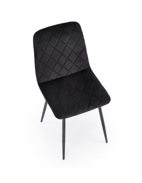 FELIKS Krzesło Czarne z Oparciem w Romby Velvet - Subtelna Elegancja