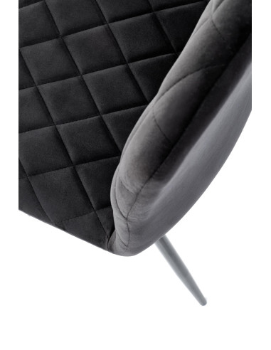 FELIKS Krzesło Czarne z Oparciem w Romby Velvet - Subtelna Elegancja