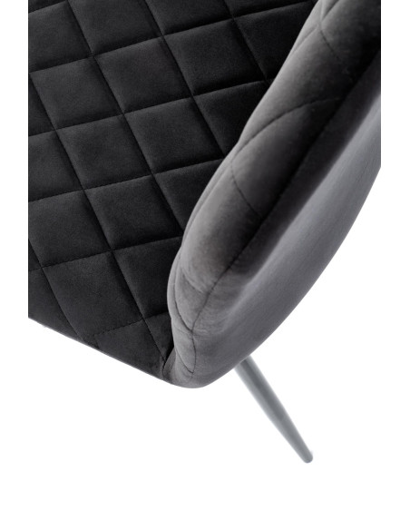 FELIKS Krzesło Czarne z Oparciem w Romby Velvet - Subtelna Elegancja