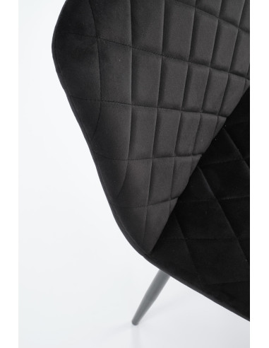 FELIKS Krzesło Czarne z Oparciem w Romby Velvet - Subtelna Elegancja
