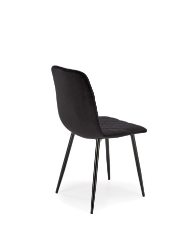 FELIKS Krzesło Czarne z Oparciem w Romby Velvet - Subtelna Elegancja