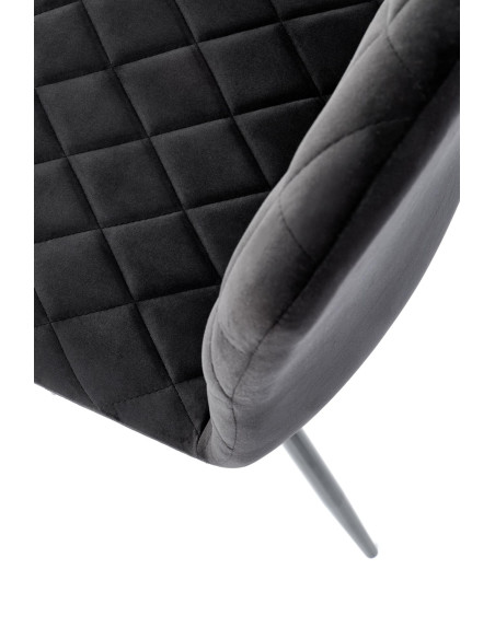 FELIKS Krzesło Czarne z Oparciem w Romby Velvet - Subtelna Elegancja