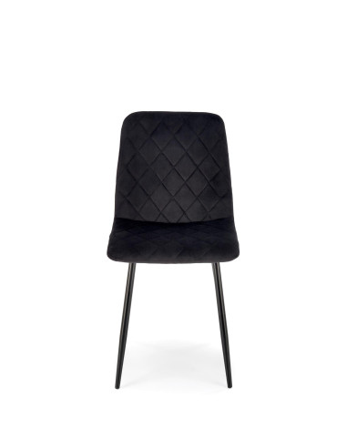 FELIKS Krzesło Czarne z Oparciem w Romby Velvet - Subtelna Elegancja