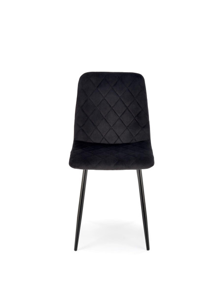 FELIKS Krzesło Czarne z Oparciem w Romby Velvet - Subtelna Elegancja