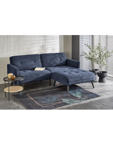 CORNELIUS sofa rozkładana z funkcją narożnika niebieska