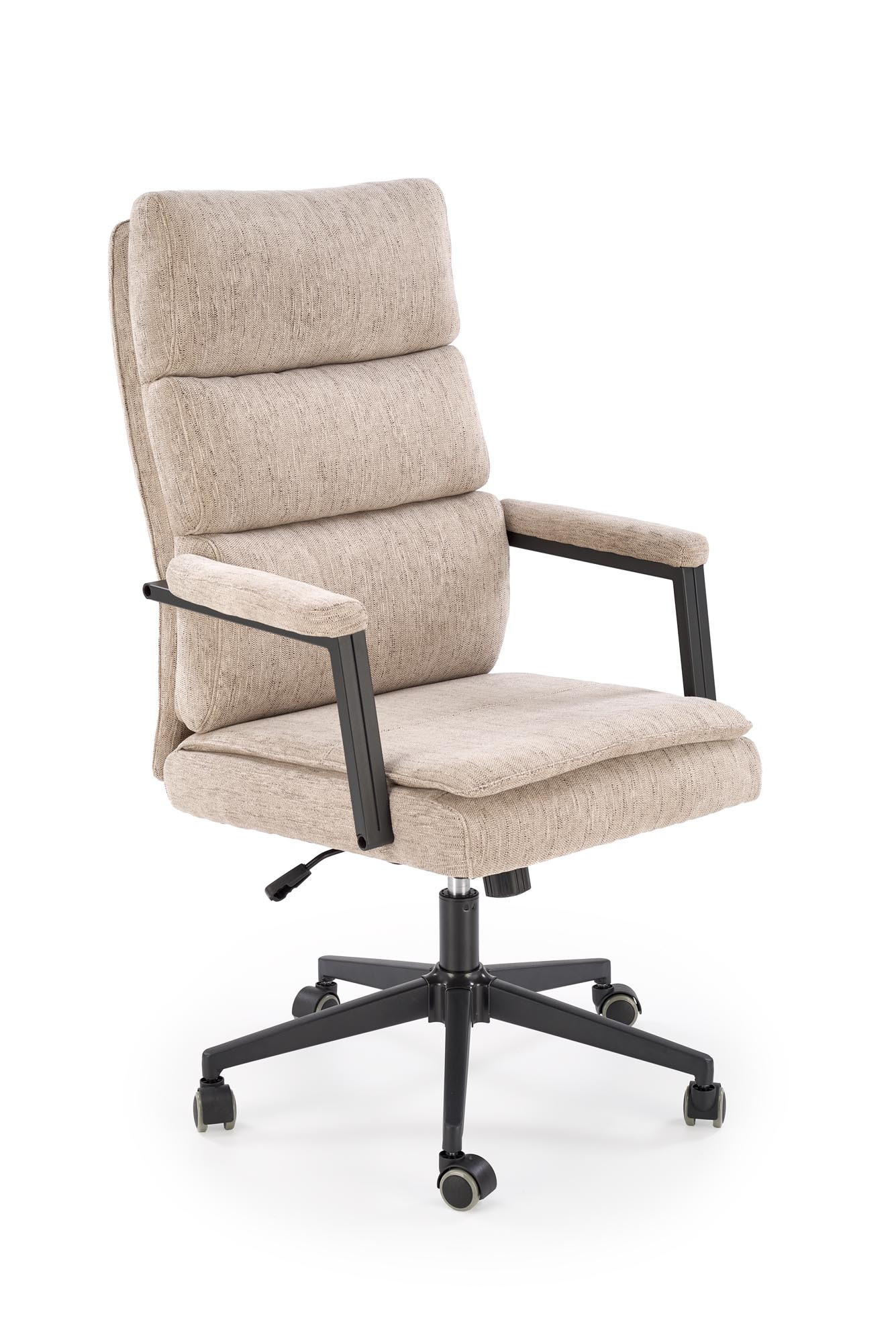 Beżowy fotel obrotowy ADRIANO z ergonomicznym designem, widok z przodu.