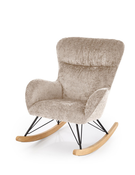 CASTRO Fotel Bujany Beżowy | Nogi Stalowe na Drewnianych Płozach - Komfort