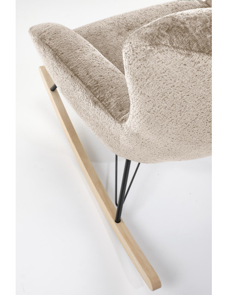 CASTRO Fotel Bujany Beżowy | Nogi Stalowe na Drewnianych Płozach - Komfort