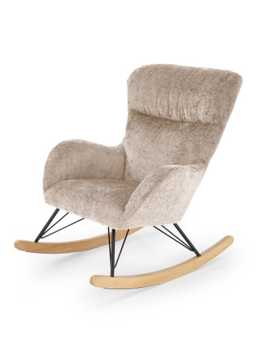 CASTRO Fotel Bujany Beżowy | Nogi Stalowe na Drewnianych Płozach - Komfort