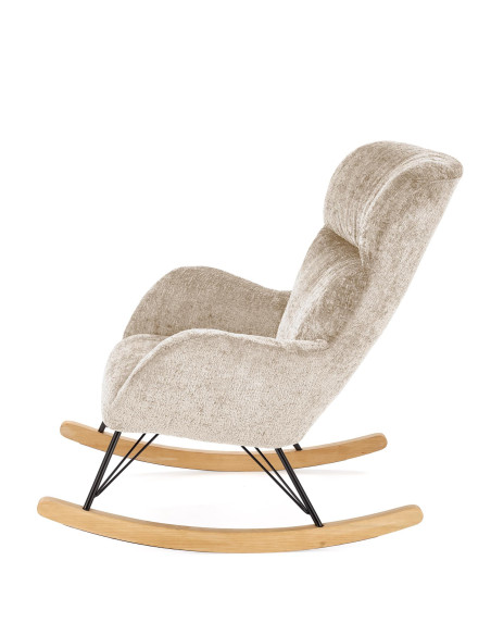 CASTRO Fotel Bujany Beżowy | Nogi Stalowe na Drewnianych Płozach - Komfort