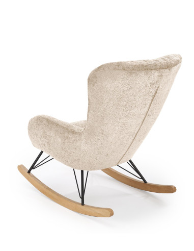 CASTRO Fotel Bujany Beżowy | Nogi Stalowe na Drewnianych Płozach - Komfort