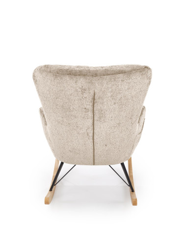 CASTRO Fotel Bujany Beżowy | Nogi Stalowe na Drewnianych Płozach - Komfort