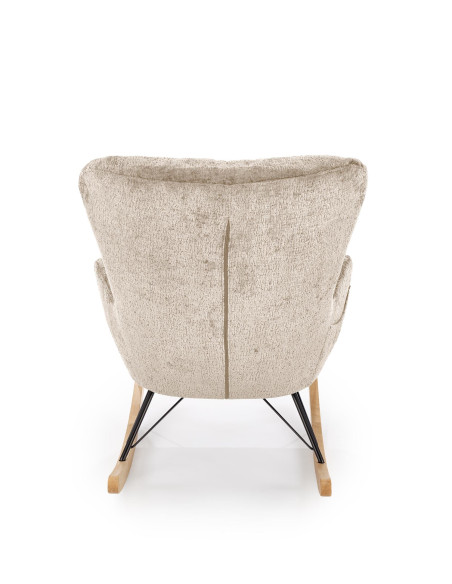 CASTRO Fotel Bujany Beżowy | Nogi Stalowe na Drewnianych Płozach - Komfort