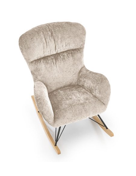 CASTRO Fotel Bujany Beżowy | Nogi Stalowe na Drewnianych Płozach - Komfort