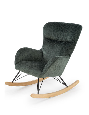 CASTRO Fotel Bujany C.Zielony Nogi Stalowe na Drewnianych Płozach - Komfort