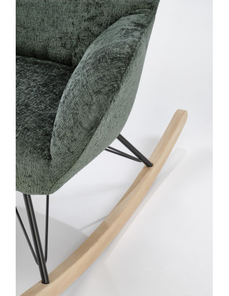 CASTRO Fotel Bujany C.Zielony Nogi Stalowe na Drewnianych Płozach - Komfort