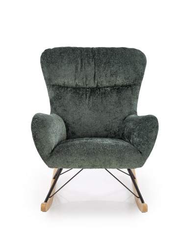 CASTRO Fotel Bujany C.Zielony Nogi Stalowe na Drewnianych Płozach - Komfort