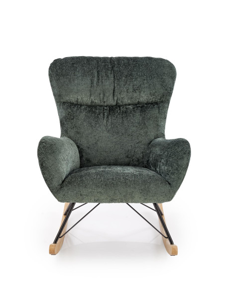 CASTRO Fotel Bujany C.Zielony Nogi Stalowe na Drewnianych Płozach - Komfort