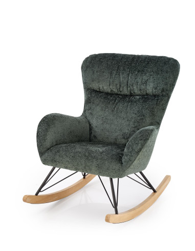 CASTRO Fotel Bujany C.Zielony Nogi Stalowe na Drewnianych Płozach - Komfort