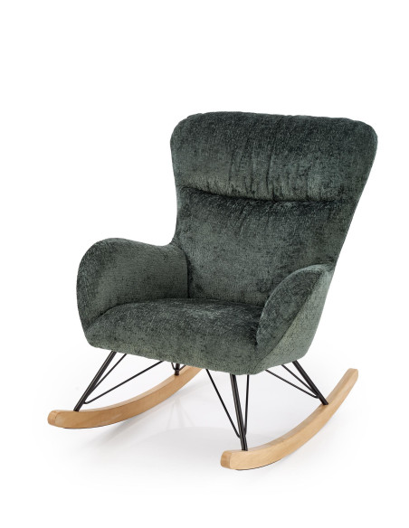 CASTRO Fotel Bujany C.Zielony Nogi Stalowe na Drewnianych Płozach - Komfort