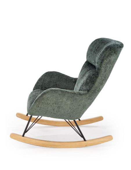 CASTRO Fotel Bujany C.Zielony Nogi Stalowe na Drewnianych Płozach - Komfort