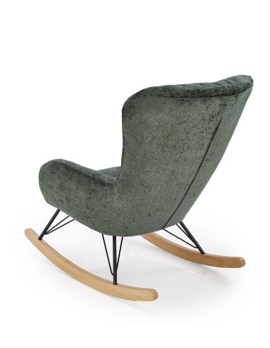 CASTRO Fotel Bujany C.Zielony Nogi Stalowe na Drewnianych Płozach - Komfort