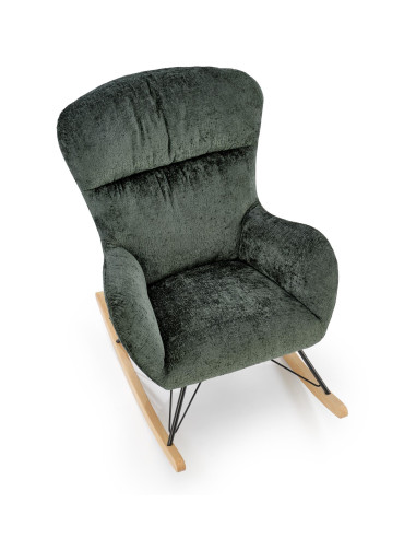 CASTRO Fotel Bujany C.Zielony Nogi Stalowe na Drewnianych Płozach - Komfort