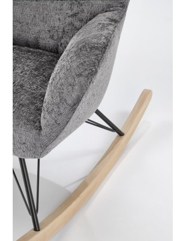 CASTRO Fotel Bujany Popielaty Nogi Stalowe na Drewnianych Płozach - Komfort