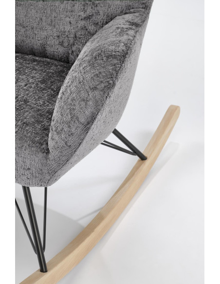 CASTRO Fotel Bujany Popielaty Nogi Stalowe na Drewnianych Płozach - Komfort