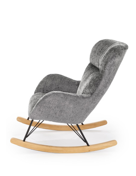 CASTRO Fotel Bujany Popielaty Nogi Stalowe na Drewnianych Płozach - Komfort