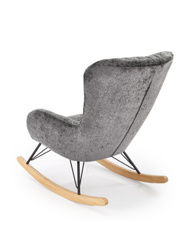 CASTRO Fotel Bujany Popielaty Nogi Stalowe na Drewnianych Płozach - Komfort