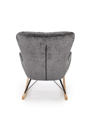 CASTRO Fotel Bujany Popielaty Nogi Stalowe na Drewnianych Płozach - Komfort