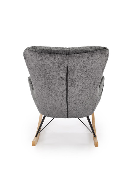 CASTRO Fotel Bujany Popielaty Nogi Stalowe na Drewnianych Płozach - Komfort