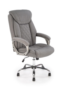 HELDER 2 Fotel Gabinetowy Popielaty | Oparcie w Romby, Chromowana Podstawa