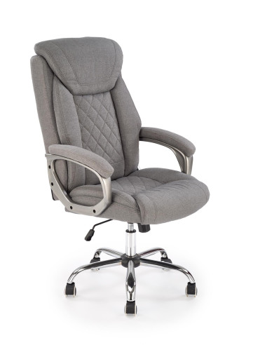 HELDER 2 Fotel Gabinetowy Popielaty | Oparcie w Romby, Chromowana Podstawa