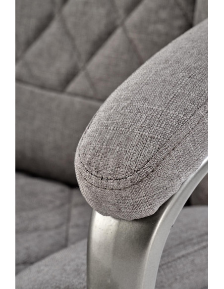 HELDER 2 Fotel Gabinetowy Popielaty | Oparcie w Romby, Chromowana Podstawa